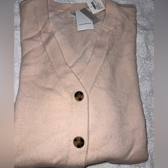 NWT $259 club Monaco Cashmere cardigan top. Sz XL . Color Praline - Picture 6 of 8